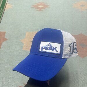 Clint Bowyer Strapback hat cap nascar racing peak oil patch blue white